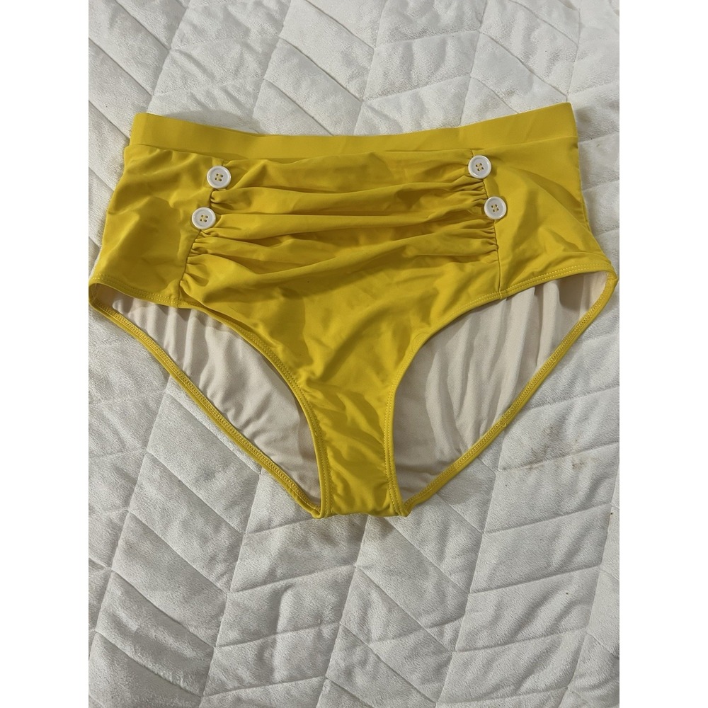 Yellow High-Waisted Bikini Bottom Swimsuit Women's Size 2X-Large New
